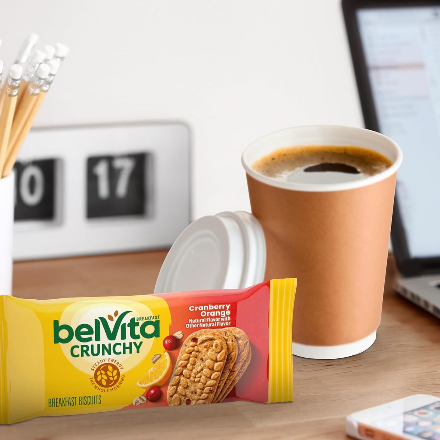 belVita Cranberry Orange Breakfast Biscuits – Mid-Morning Office Snack to Beat the 10am Energy Crash, 8 Individually Wrapped Packs