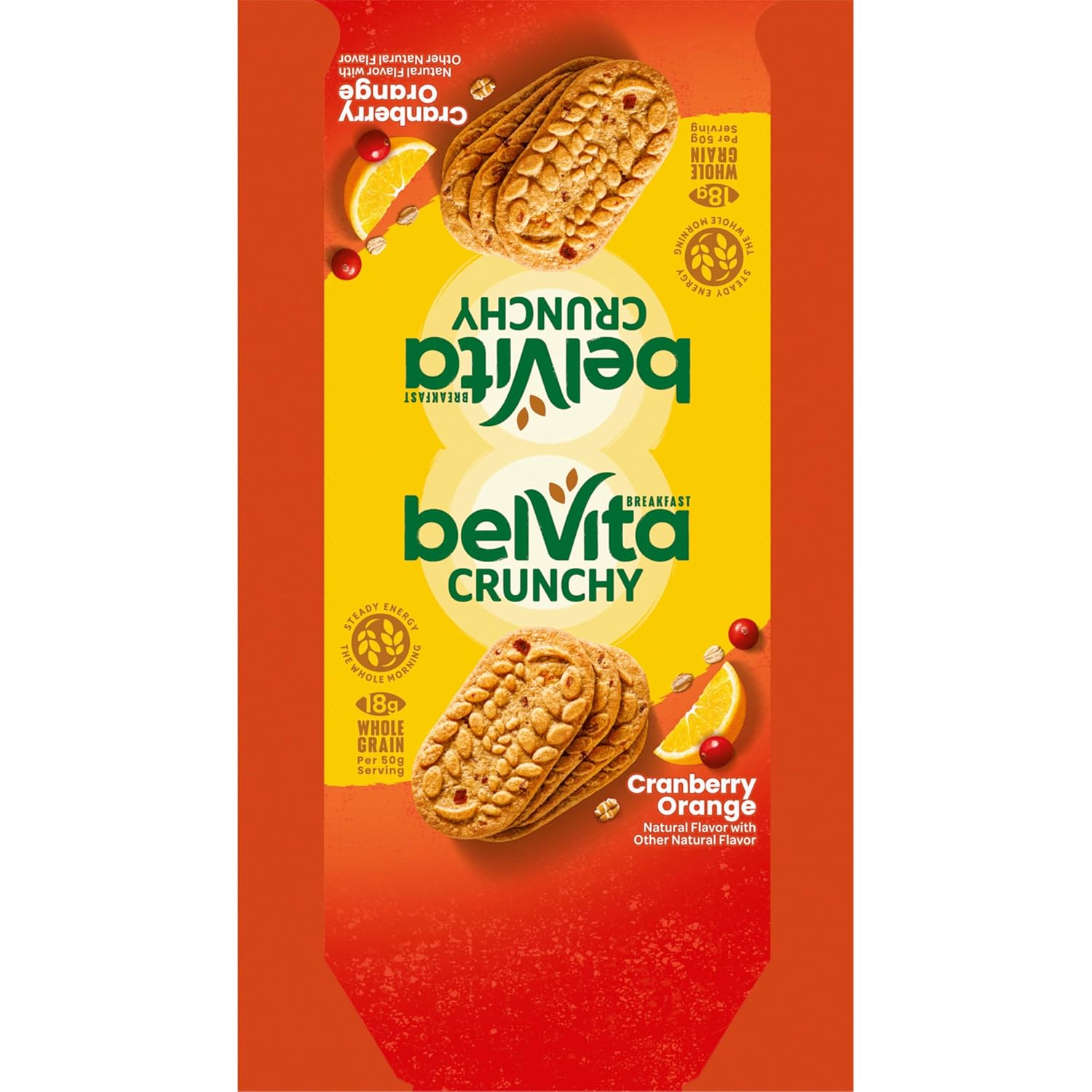 belVita Cranberry Orange Breakfast Biscuits – Mid-Morning Office Snack to Beat the 10am Energy Crash, 8 Individually Wrapped Packs