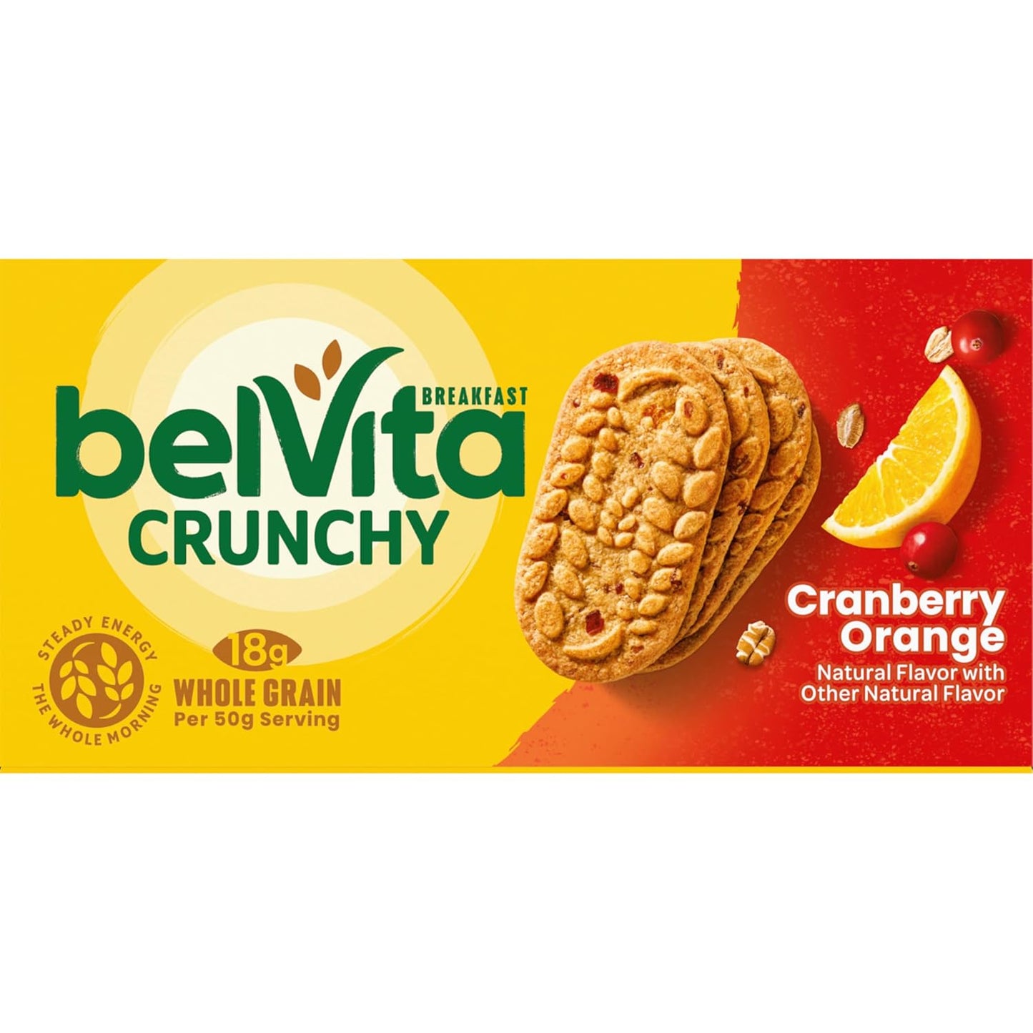 belVita Cranberry Orange Breakfast Biscuits – Mid-Morning Office Snack to Beat the 10am Energy Crash, 8 Individually Wrapped Packs
