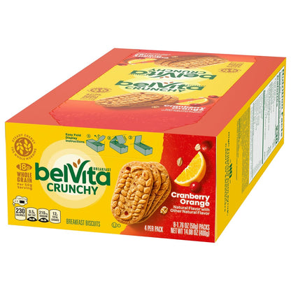 belVita Cranberry Orange Breakfast Biscuits – Mid-Morning Office Snack to Beat the 10am Energy Crash, 8 Individually Wrapped Packs