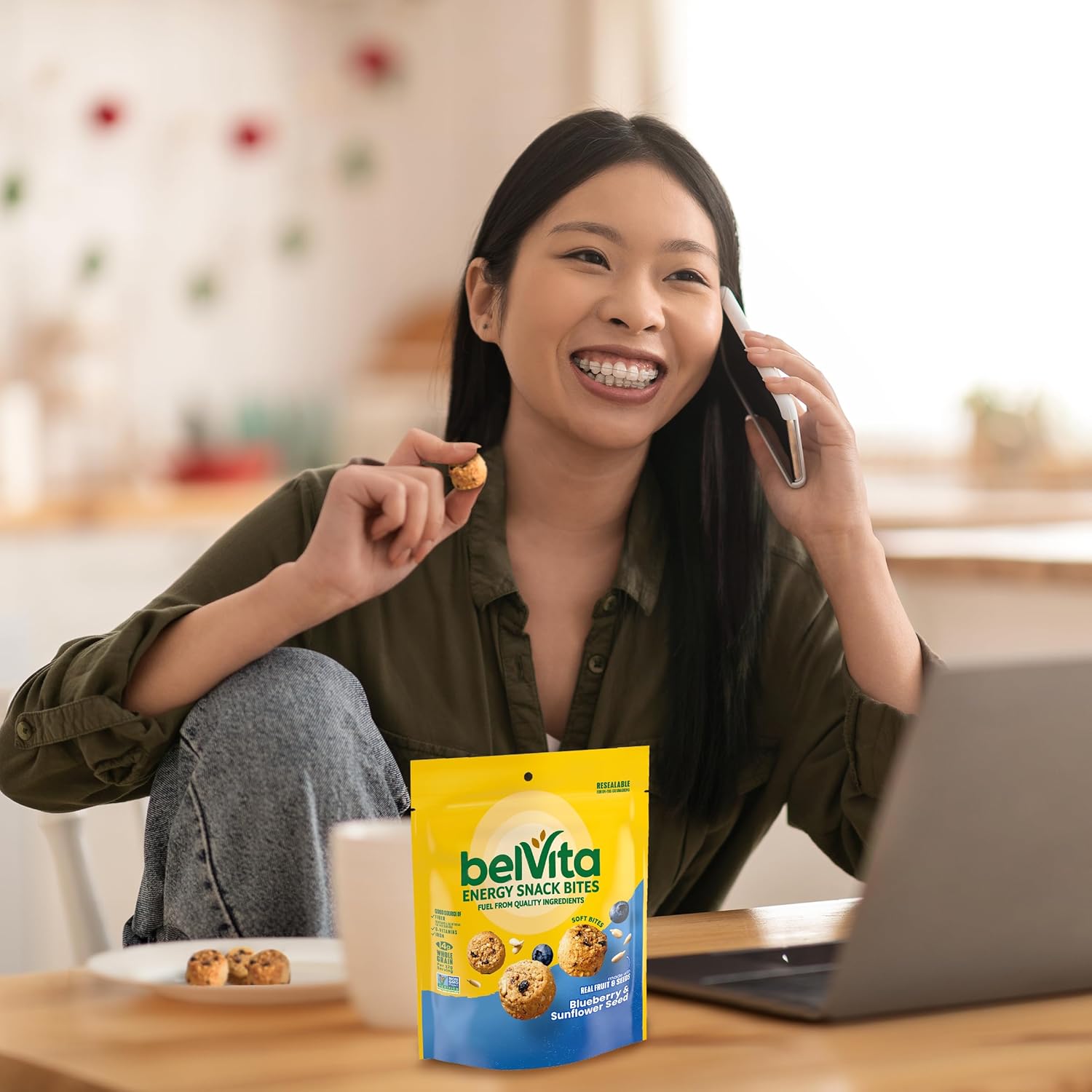belVita Energy Bites Blueberry Sunflower Seed – Travel-Friendly Pack for Hotel Room and Carry-On