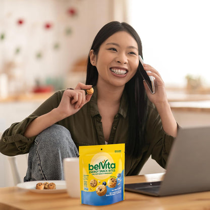 belVita Energy Bites Blueberry Sunflower Seed – Travel-Friendly Pack for Hotel Room and Carry-On