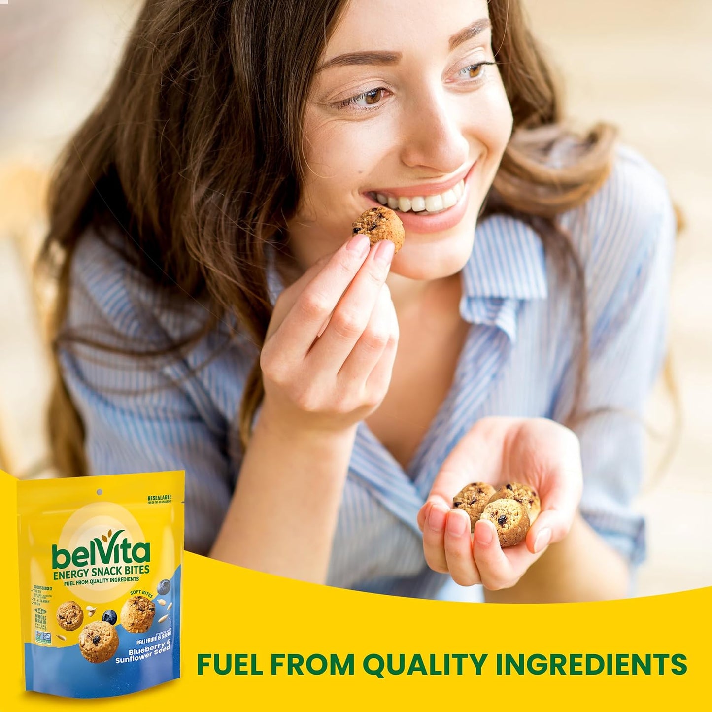 belVita Energy Bites Blueberry Sunflower Seed – Travel-Friendly Pack for Hotel Room and Carry-On