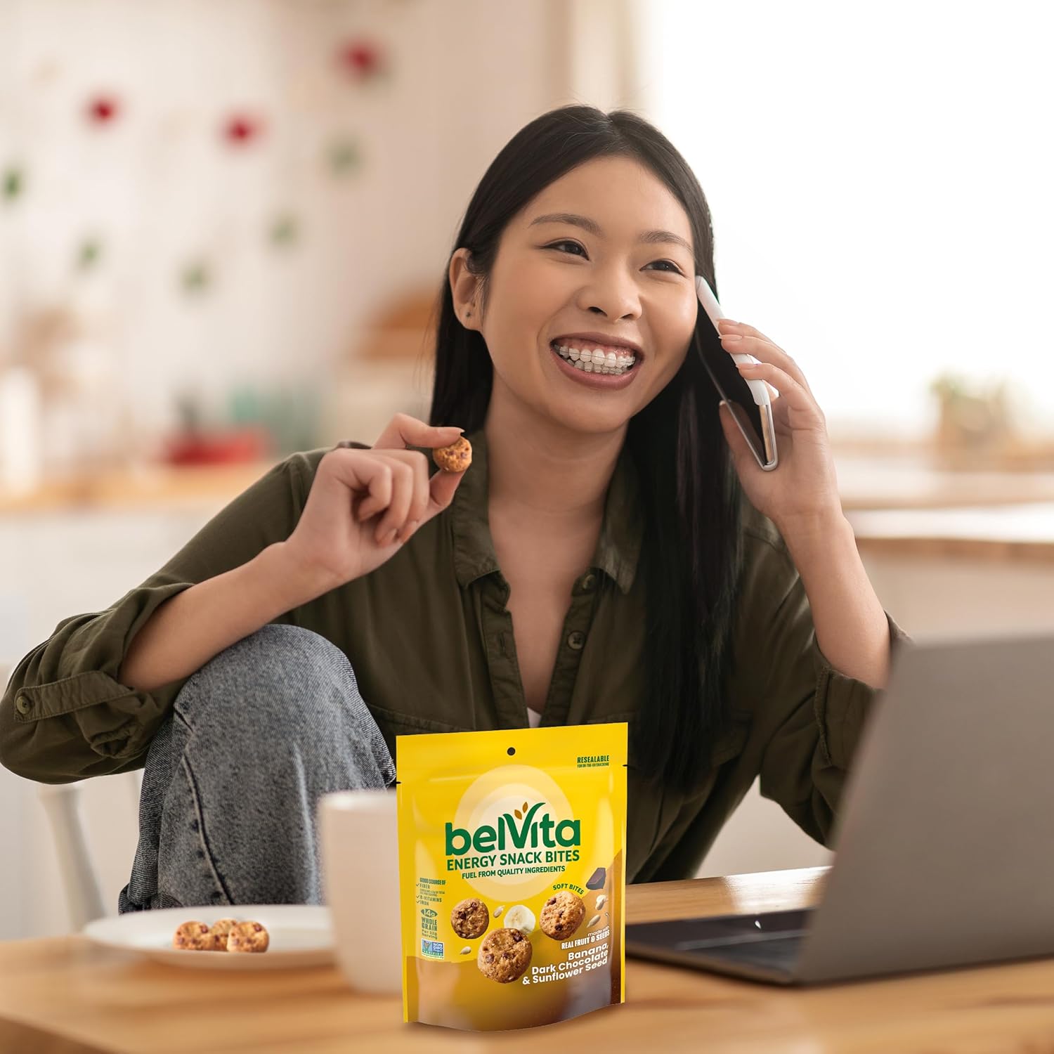 belVita Energy Snack Bites Banana Chocolate – Easy to Chew Lunchbox Snack with No Artificial Colors, 5 oz