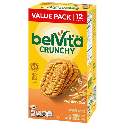 belVita Golden Oat Biscuits Value Pack — Wholesome Whole Grain Snack for Family Pantry and Kid Lunches