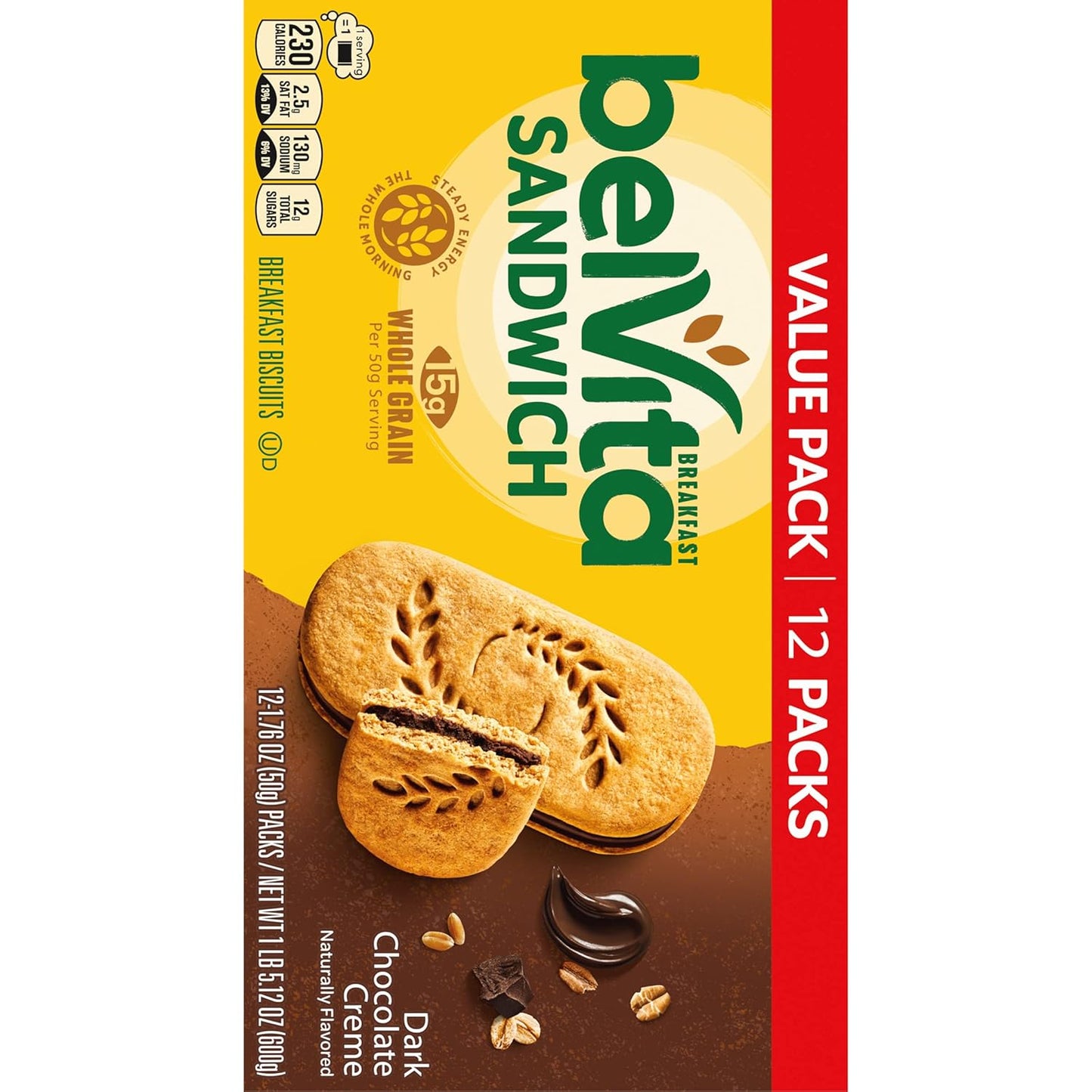 belVita Slow-Release Breakfast Bars – Wholesome Sweet Craving Fix for Health-Conscious Snackers, 12-Pack