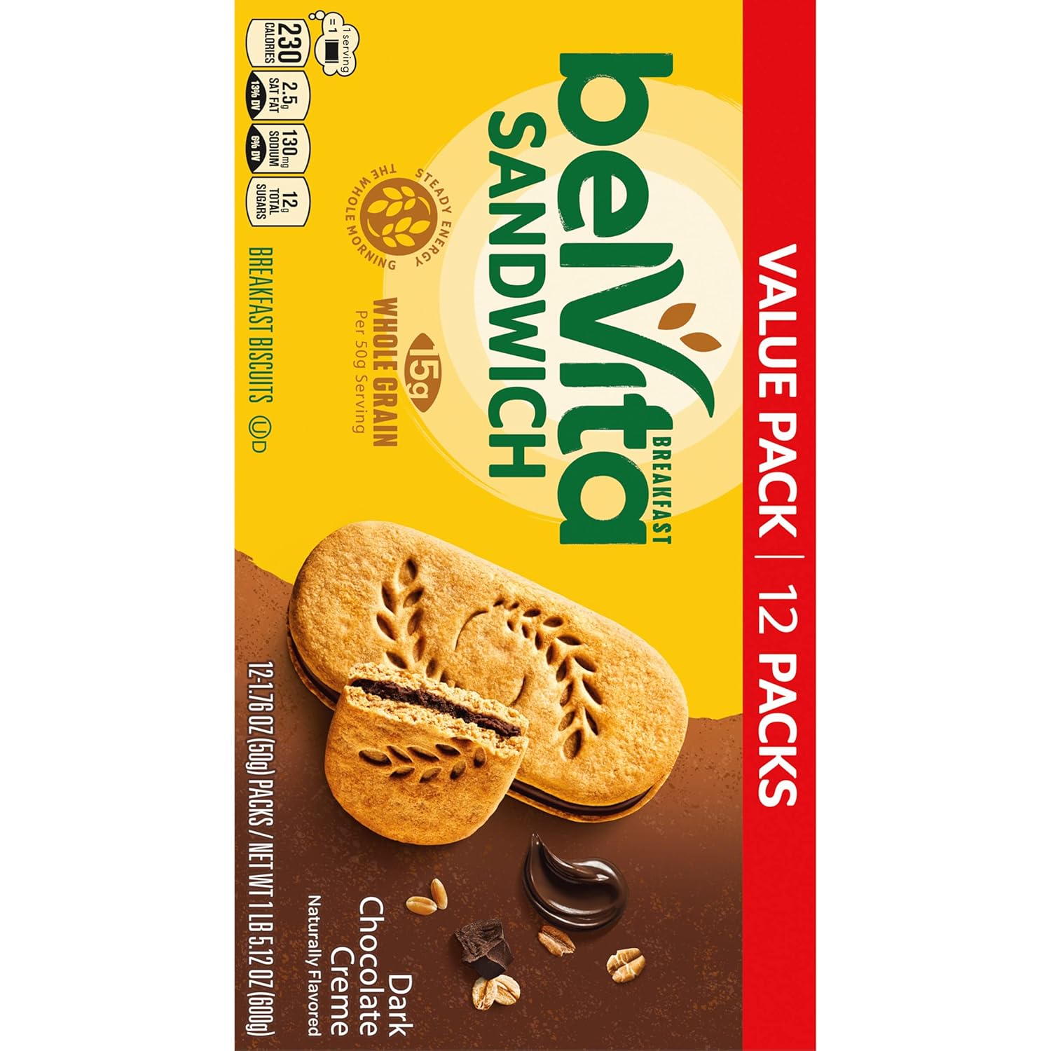 belVita Slow-Release Breakfast Bars – Wholesome Sweet Craving Fix for Health-Conscious Snackers, 12-Pack