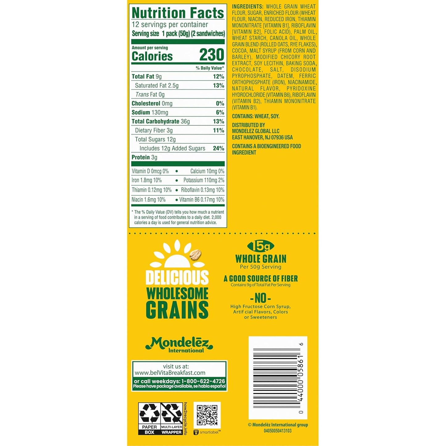 belVita Slow-Release Breakfast Bars – Wholesome Sweet Craving Fix for Health-Conscious Snackers, 12-Pack