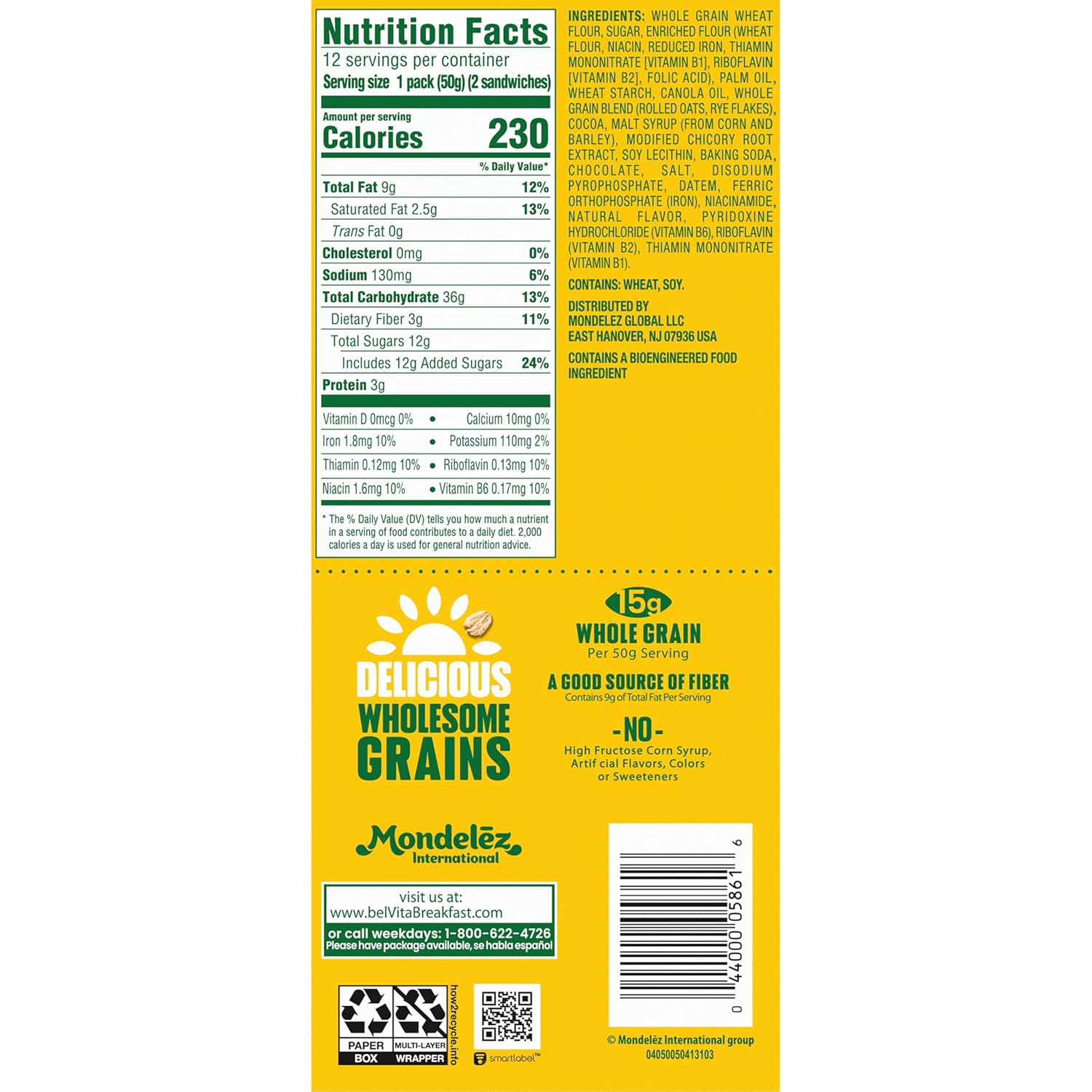 belVita Slow-Release Breakfast Bars – Wholesome Sweet Craving Fix for Health-Conscious Snackers, 12-Pack