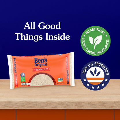 BEN'S ORIGINAL Enriched White Rice, 80 oz Bag – Time-Saving Pantry Staple for Burrito Bowls, Stuffed Peppers and One-Pot Meals