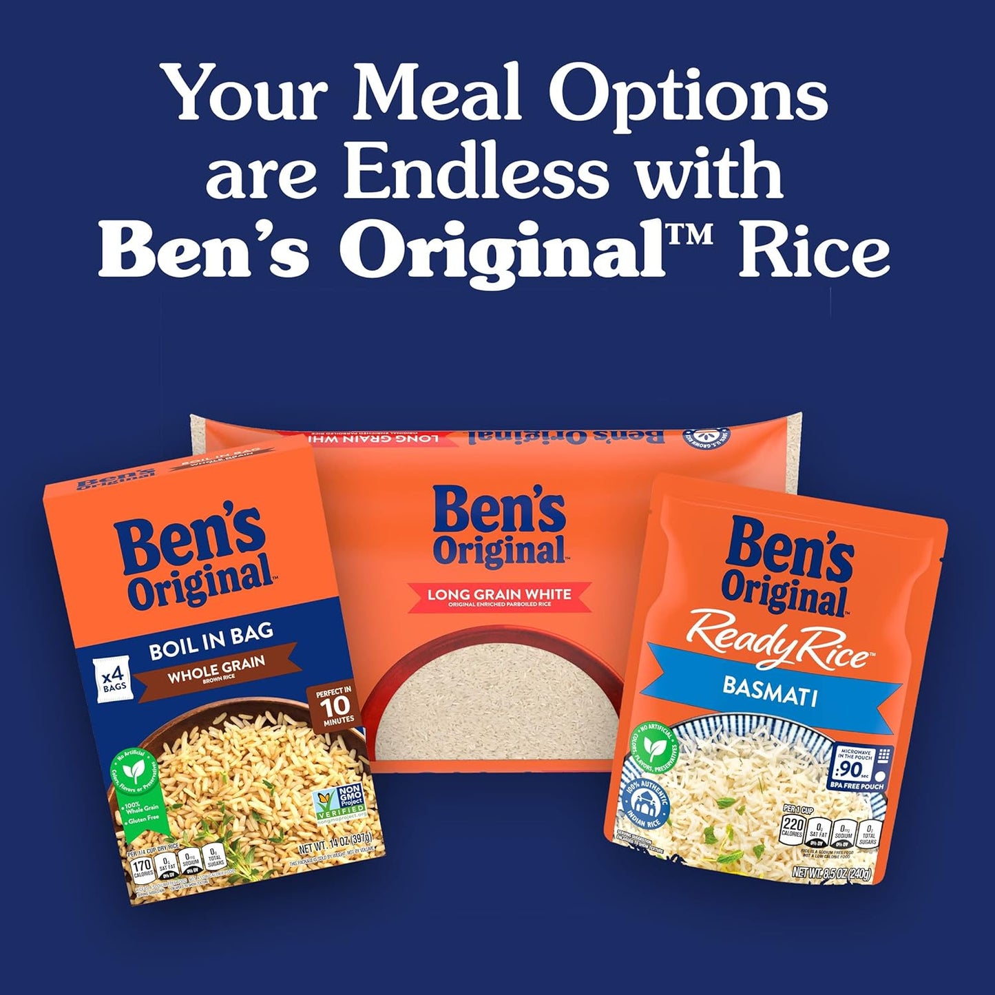 BEN'S ORIGINAL Whole Grain Brown Rice, 5 lb Bag – Nutty Earthy Brown Rice for Clean Eating and Weight Management Plans
