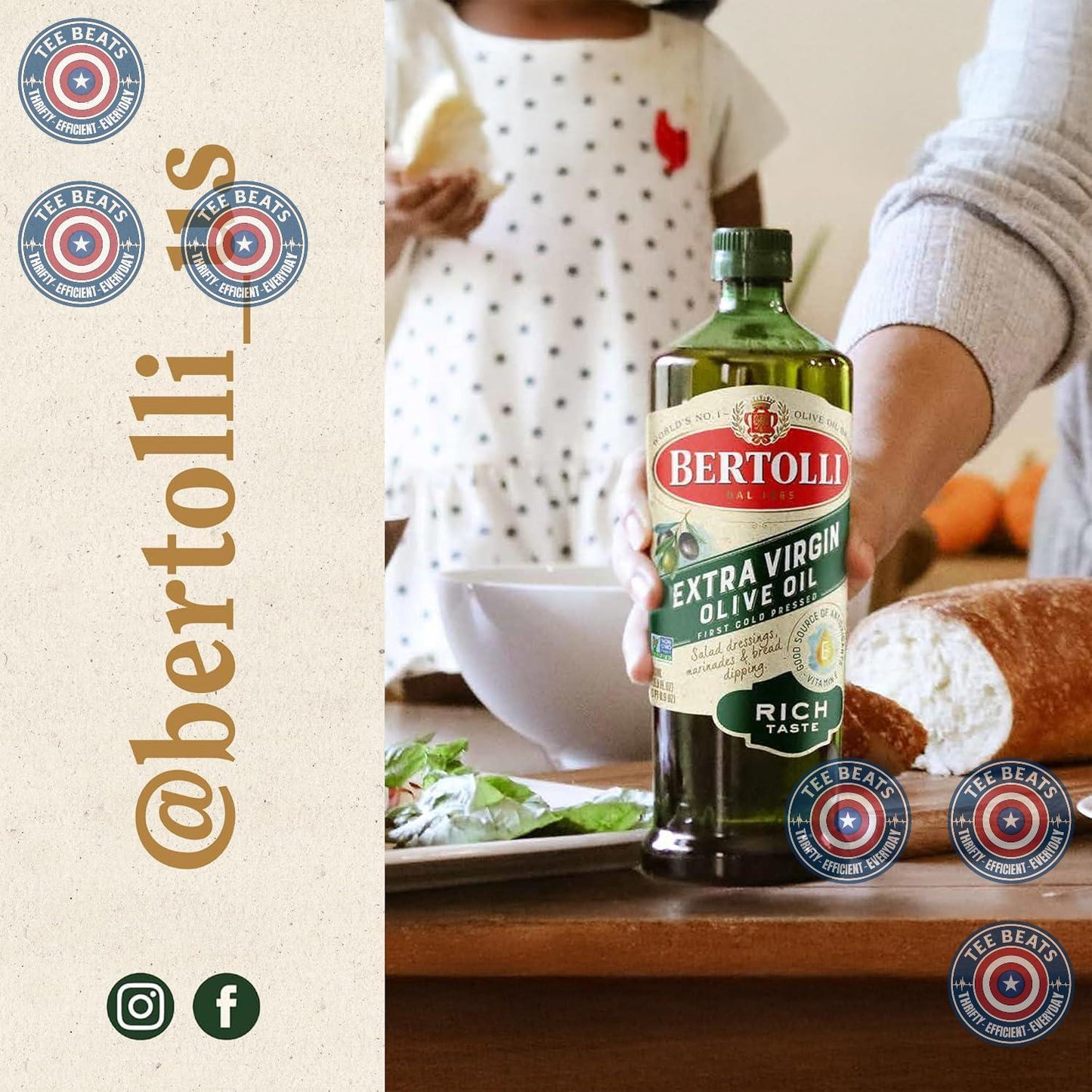 Bertolli Extra Virgin Olive Oil Rich Taste 32 fl oz – Garden-to-Table Oil for Outdoor Herb Harvests