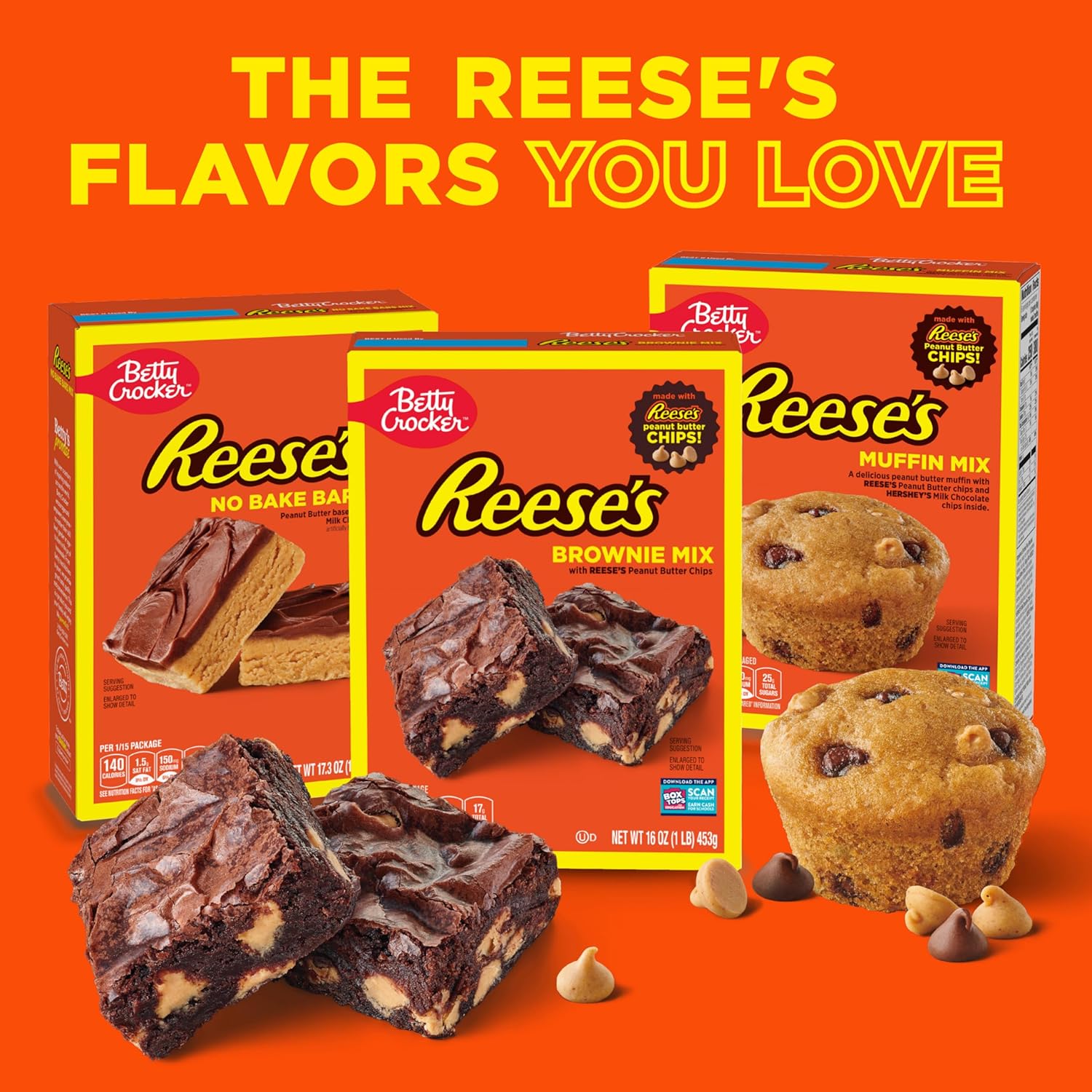 Betty Crocker REESE'S Peanut Butter No-Bake Bars – Thoughtful Thank-You Gift for Neighbors and Hosts, 17.3 oz