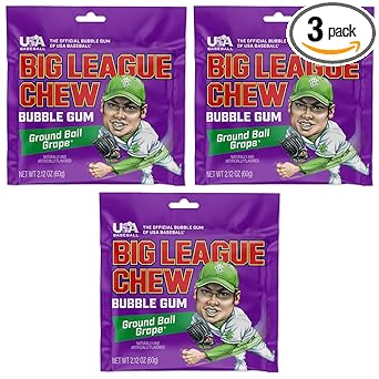 Big League Chew Cotton Candy Bubble Gum 3-Pack - Heat-Stable Foil Packs for Picnic Tables, Bleachers, and Concession Stands