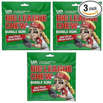Big League Chew Cotton Candy Bubble Gum 3-Pack - Heat-Stable Foil Packs for Picnic Tables, Bleachers, and Concession Stands