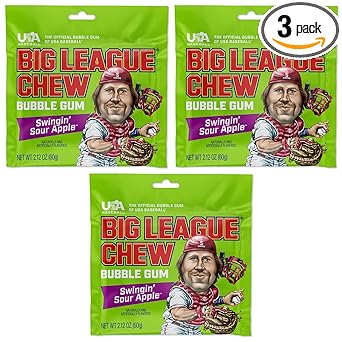 Big League Chew Cotton Candy Bubble Gum 3-Pack - Heat-Stable Foil Packs for Picnic Tables, Bleachers, and Concession Stands