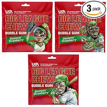 Big League Chew Cotton Candy Bubble Gum 3-Pack - Heat-Stable Foil Packs for Picnic Tables, Bleachers, and Concession Stands