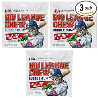 Big League Chew Cotton Candy Bubble Gum 3-Pack - Heat-Stable Foil Packs for Picnic Tables, Bleachers, and Concession Stands