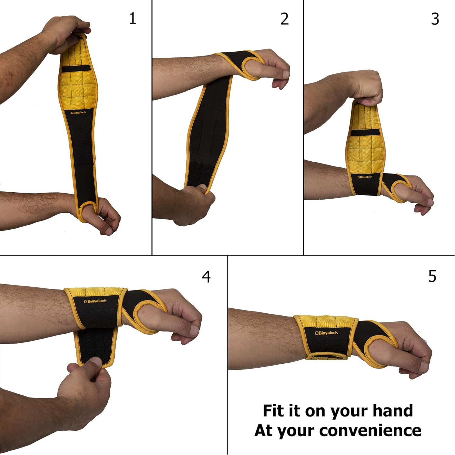 BINYATOOLS Magnetic Wristband – Portable Magnetic Tool Belt Alternative for Camping, Patio, and Backyard Repairs