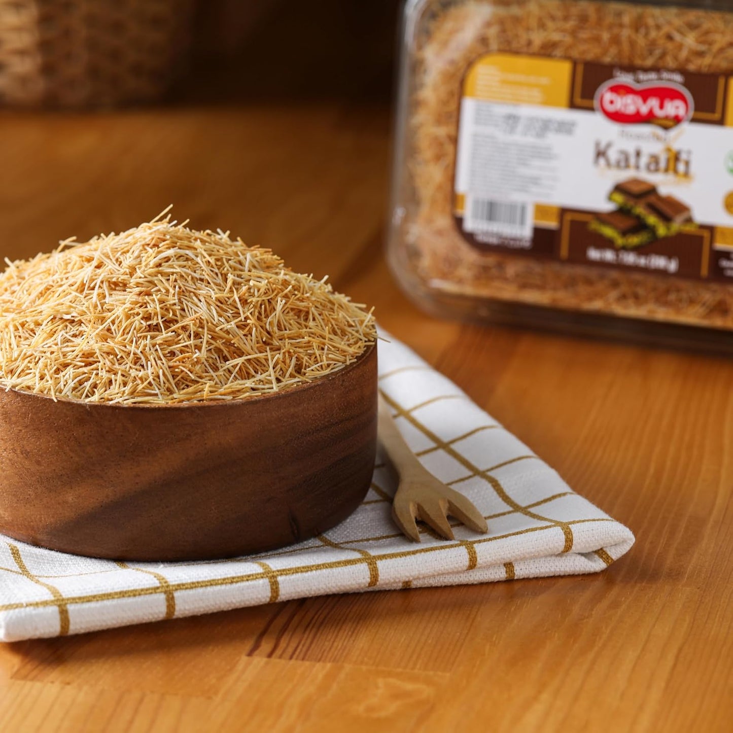 BISVUA Golden Kataifi 200g – No-Prep Toasted Phyllo Dough for Efficient Food Photography Backdrops & Viral Recipe Shoots