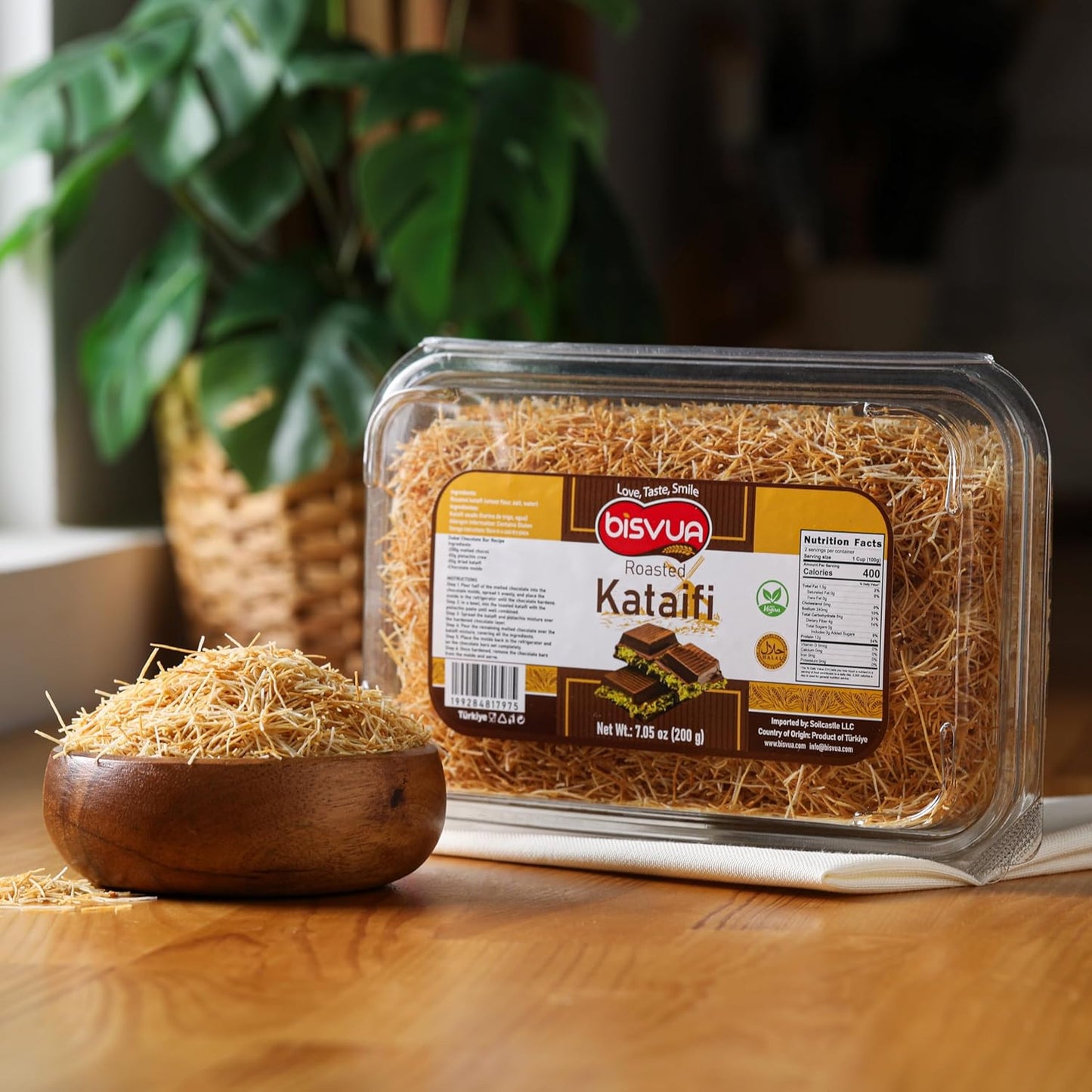 BISVUA Golden Kataifi 200g – No-Prep Toasted Phyllo Dough for Efficient Food Photography Backdrops & Viral Recipe Shoots