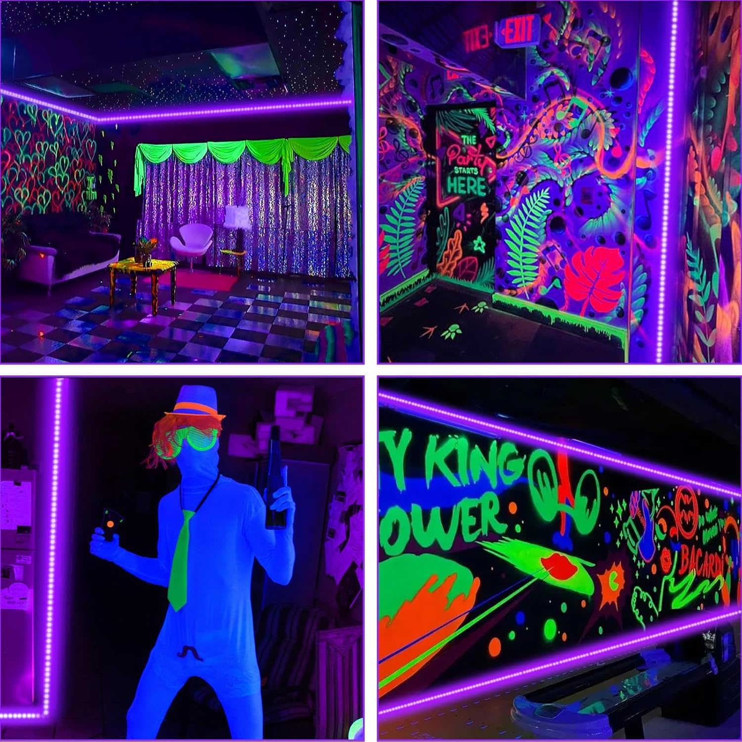 BlacklightCo Blacklight Strip – Nursery and Kids Bedroom Accent with Low-Voltage Eye-Friendly Soft Glow