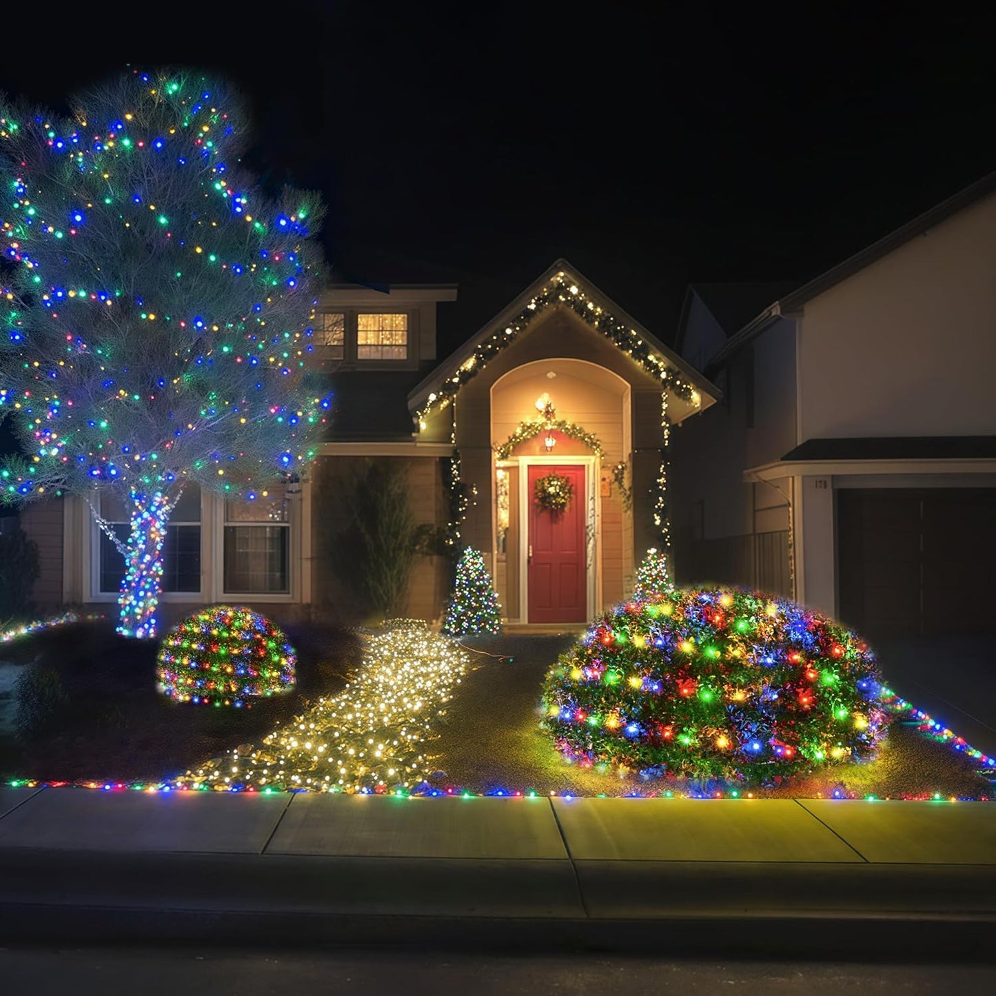 BlcTec Child and Pet Safe Christmas Lights – IPX4 Waterproof Net Mesh with 6-Hour Timer and Memory Function