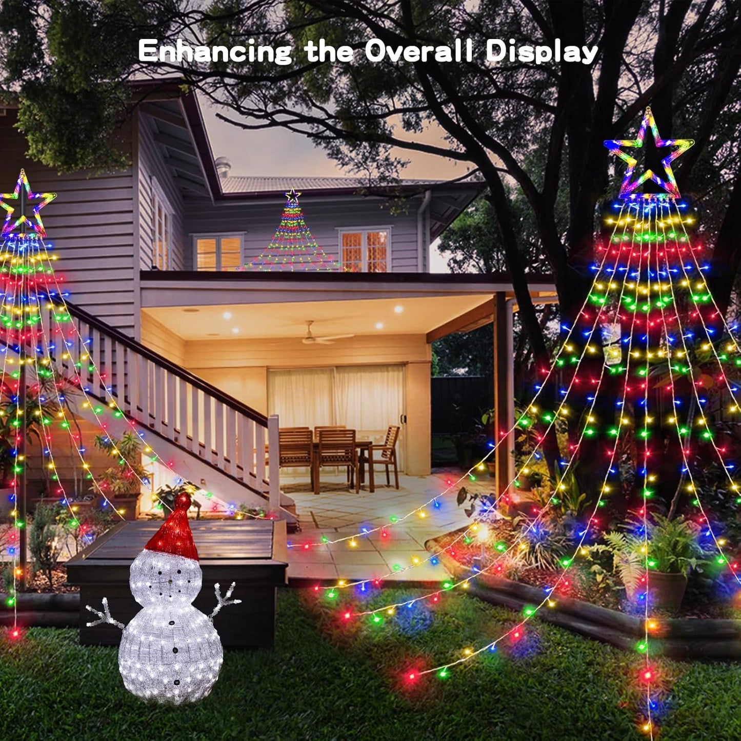BlcTec UL-Certified Waterfall String Lights – Worry-Free Outdoor Christmas Display with Built-In Auto Timer