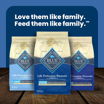 Blue Buffalo Life Protection Senior Dry Dog Food – Wholesome, Vet-Formulated Recipe Free of Artificial Flavors for Older Dogs, 15 lb