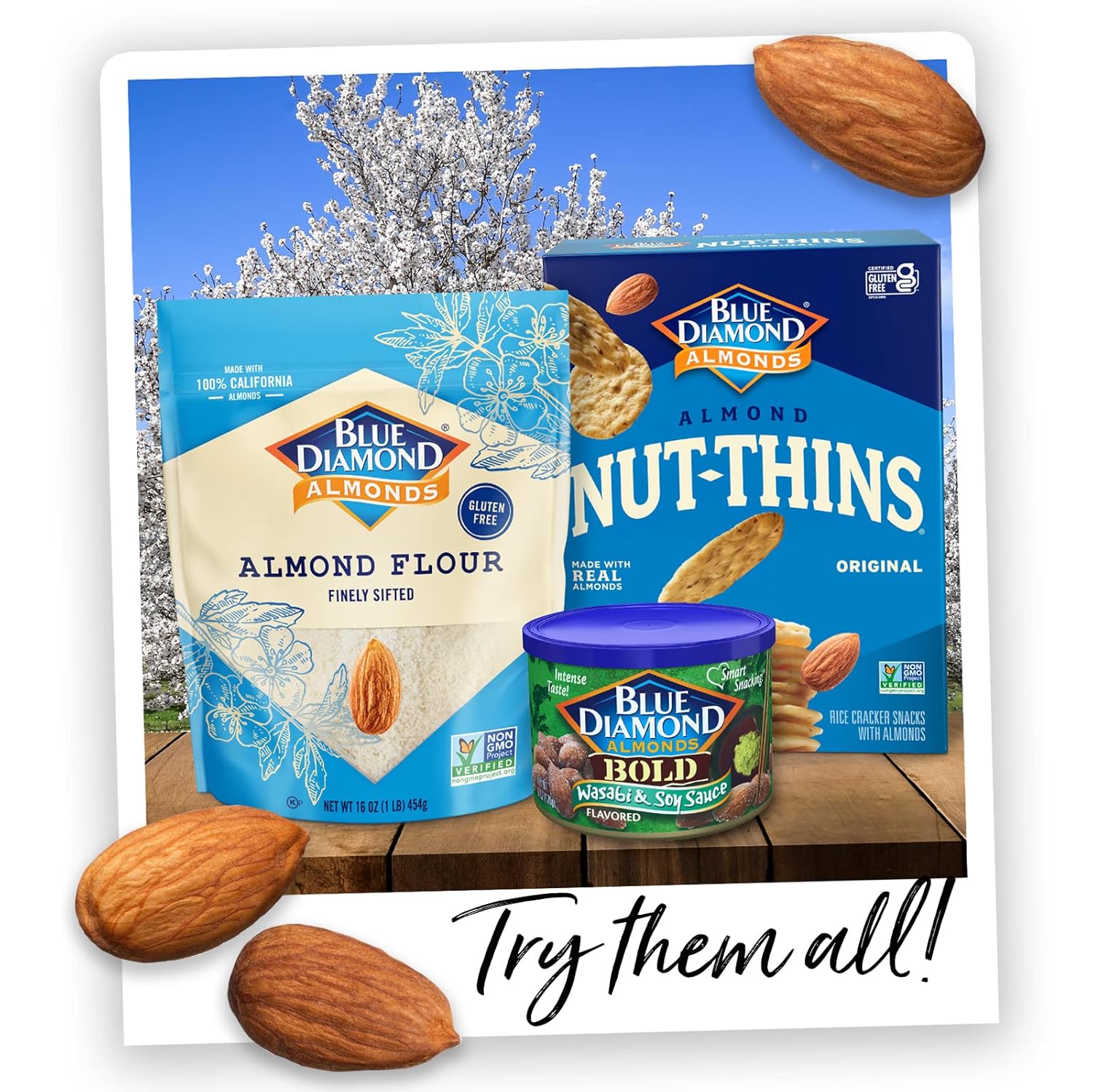 Blue Diamond Almonds BOLD Wasabi & Soy Flavored Snack Nuts, 6 oz High Protein Resealable Can for Plant-Forward Diets and Gym Fuel