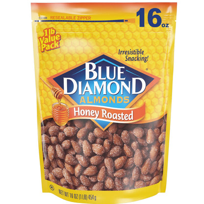 Blue Diamond Almonds Honey Roasted Snack Almonds – High-Fiber Guilt-Free Crunch for Personal Wellness Routines