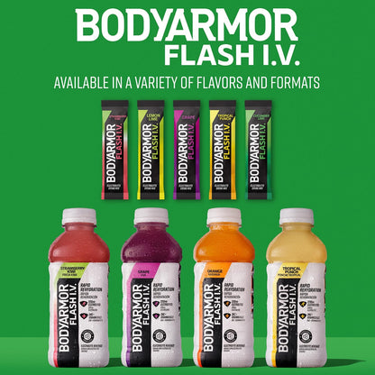 BODYARMOR Flash IV Electrolyte Packets – Workplace Hydration for Long Meetings and Commutes, Pocket-Size Electrolyte Mix
