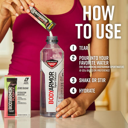 BODYARMOR Flash IV Electrolyte Packets – Workplace Hydration for Long Meetings and Commutes, Pocket-Size Electrolyte Mix