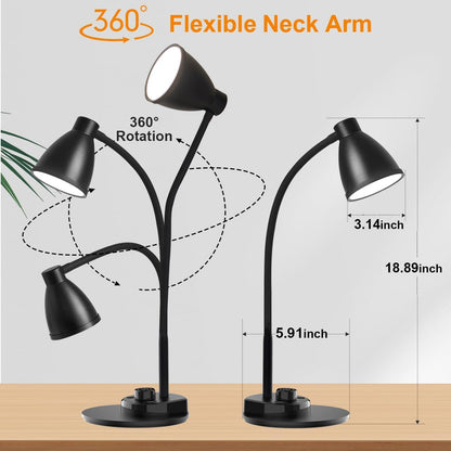 BOHON Auto-Dimming LED Task Lamp – Flicker-Free Office Desk Light with 3 Color Modes and USB Charger