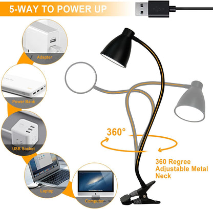 BOHON Clip-On Reading Light – Dorm Desk Lamp for Late-Night Assignments, 30-Minute Auto-Off Timer for Late Studying