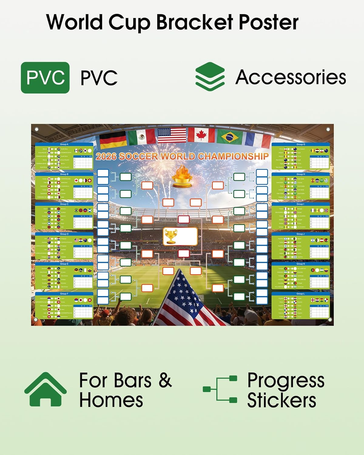 bonus soccer ball and international flag decorative stickers
