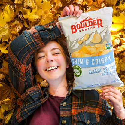 Boulder Canyon Classic Sea Salt Chips – Camping Cooler Snack for Outdoor Adventures, 6-Pack Single Serve