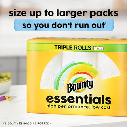 Bounty Essentials Select-A-Size Paper Towels – Tidy Countertop Look for Open-Concept Dining Areas, 2 Triple Rolls