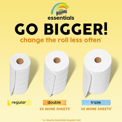 Bounty Essentials Select-A-Size Paper Towels – Tidy Countertop Look for Open-Concept Dining Areas, 2 Triple Rolls