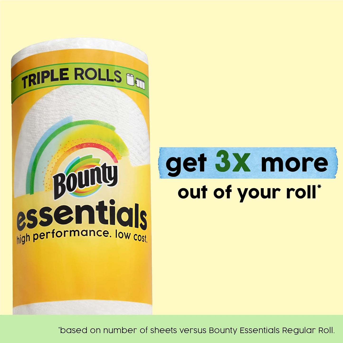 Bounty Essentials Select-A-Size Paper Towels – Tidy Countertop Look for Open-Concept Dining Areas, 2 Triple Rolls
