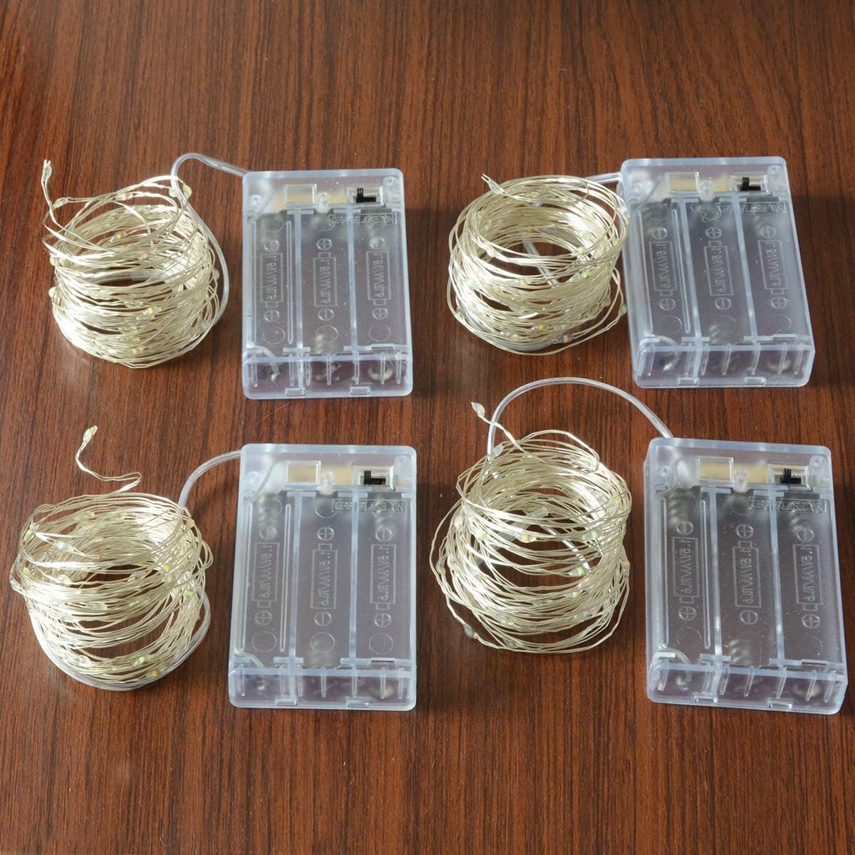 [Brand] Uncluttered Fairy Lights – Hideable Battery Box Design, 4-Pack Warm Glow String Lights