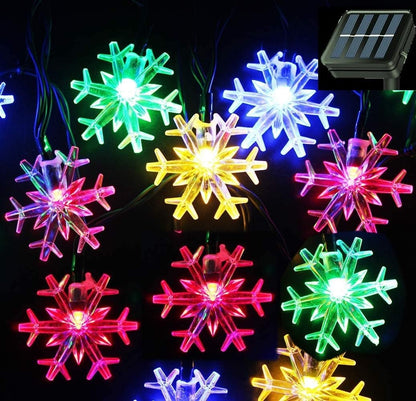 Brightever Solar Snowflake String Lights 20 Ft 30 LED – Housewarming Gift for New Homeowners, Solar Powered Garden Decor