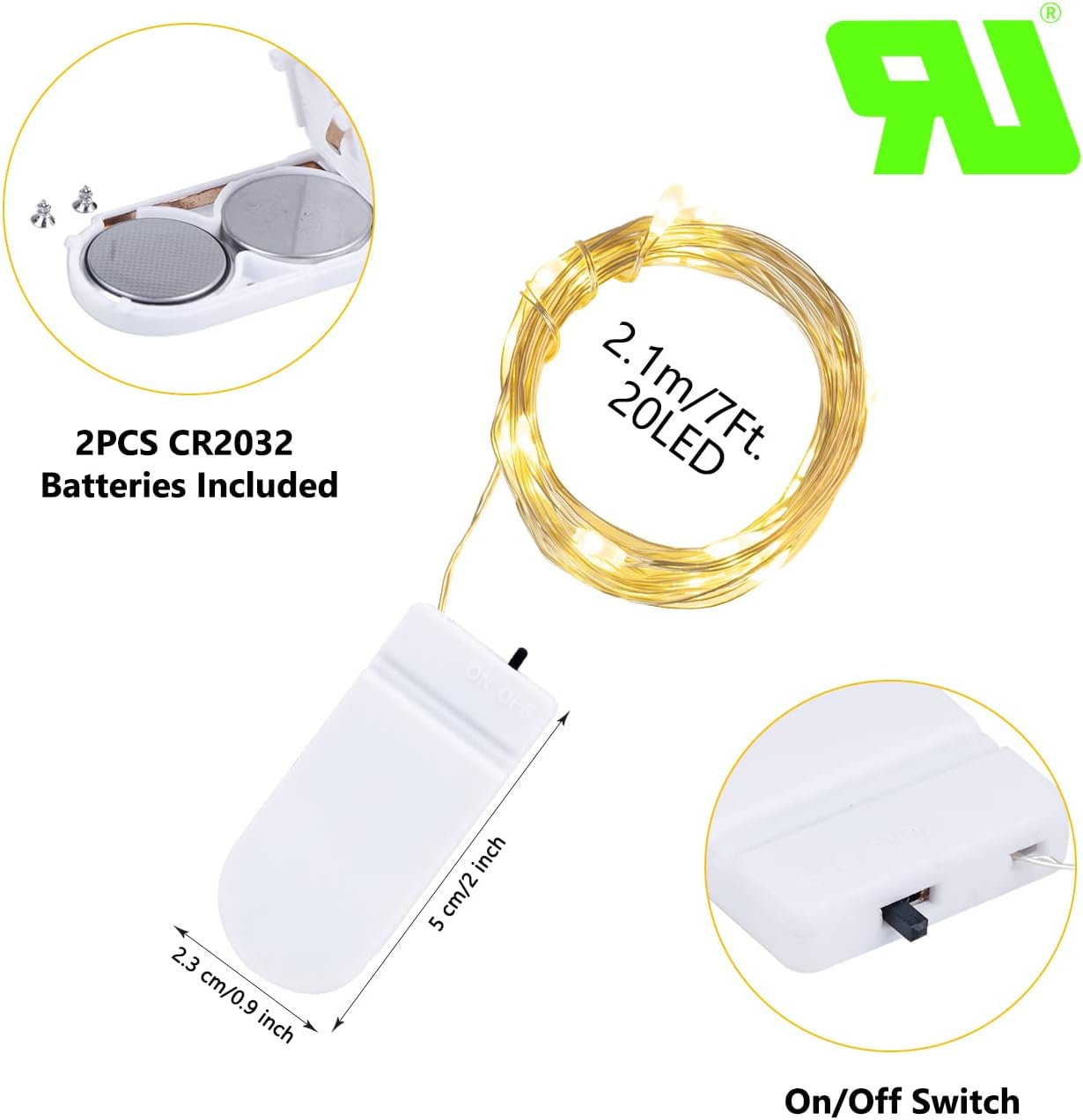 Brightown Battery Fairy Lights – Ambient Indoor Decor for Reading Nook and Entryway, Warm White Glow on Discreet Silver Wire