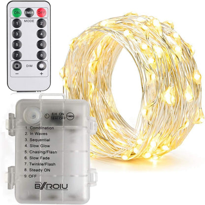 Brightown Battery Operated String Lights 2-Pack – Child Safe Bedroom Decor for Boys and Girls with Remote Control