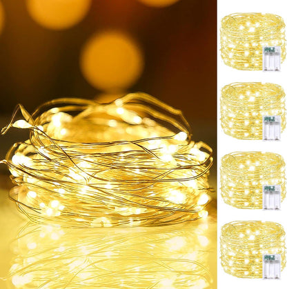 Brightown Copper Wire Twinkle Lights Battery Operated – Intentional Decor with Slim Silver Cable & Hidden Battery Box