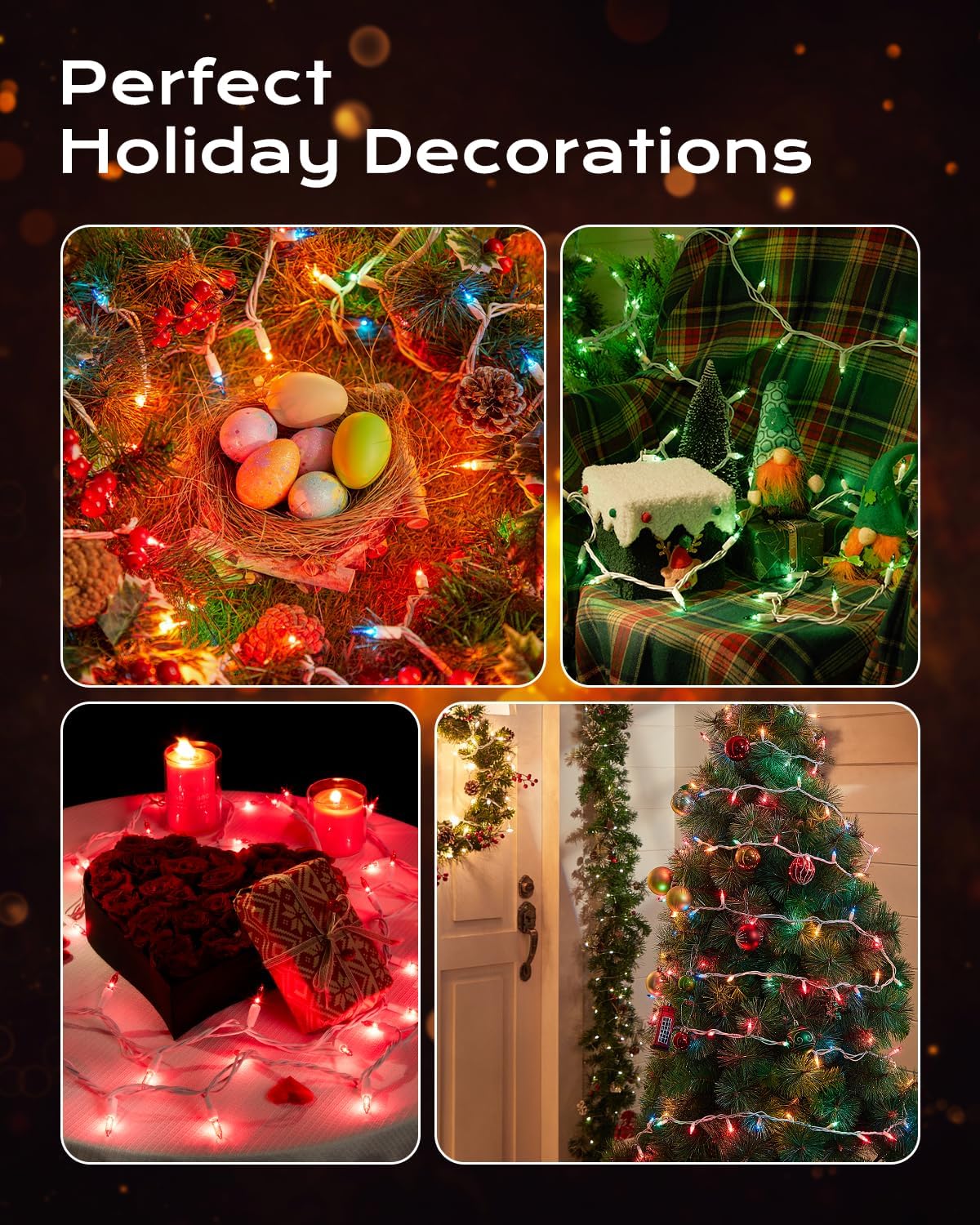 Brightown Holiday String Lights – Fireplace Mantel and Window Frame Lighting, 25ft Warm White Indoor Ambiance