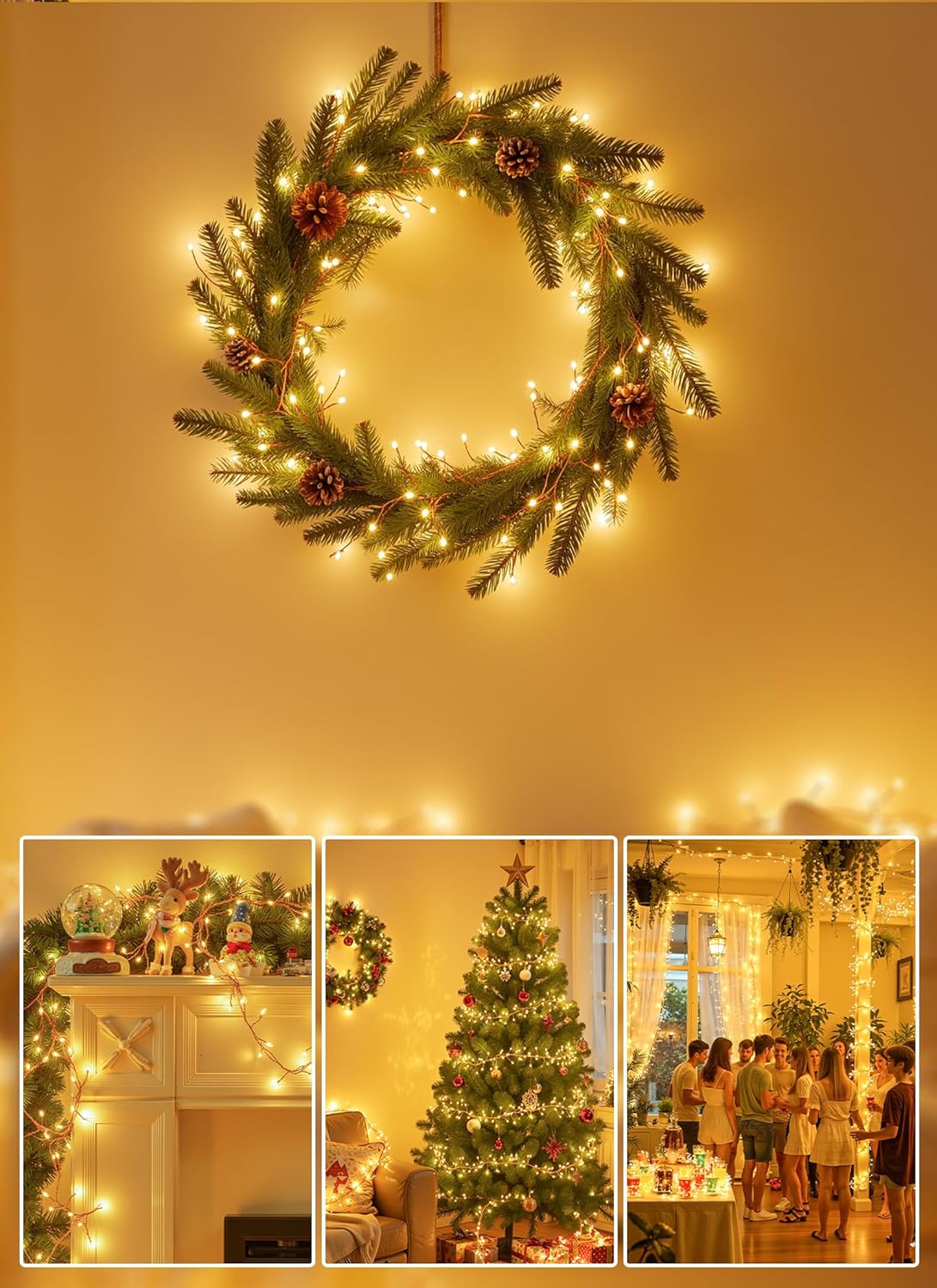 Brightown LED Fairy Lights for Wall Decor Behind Headboard – 10ft 120 LED Battery Powered Starry String Lights for Bedroom and Dorm Setup