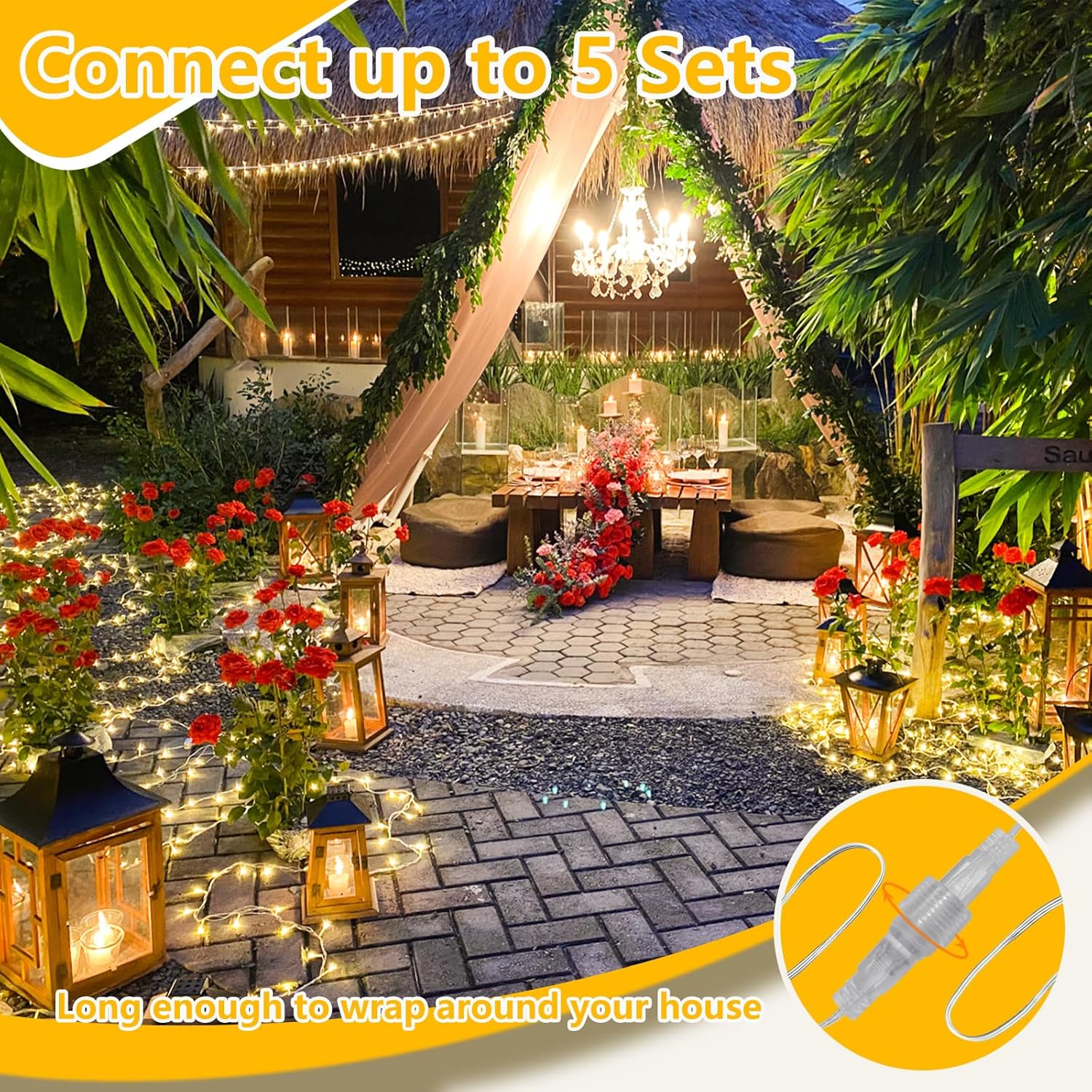 Brightown Minimalist Fairy Lights 88ft 240LED, Clear Wire Warm White for Intentional Living Room, Sun Room & Clean Aesthetic