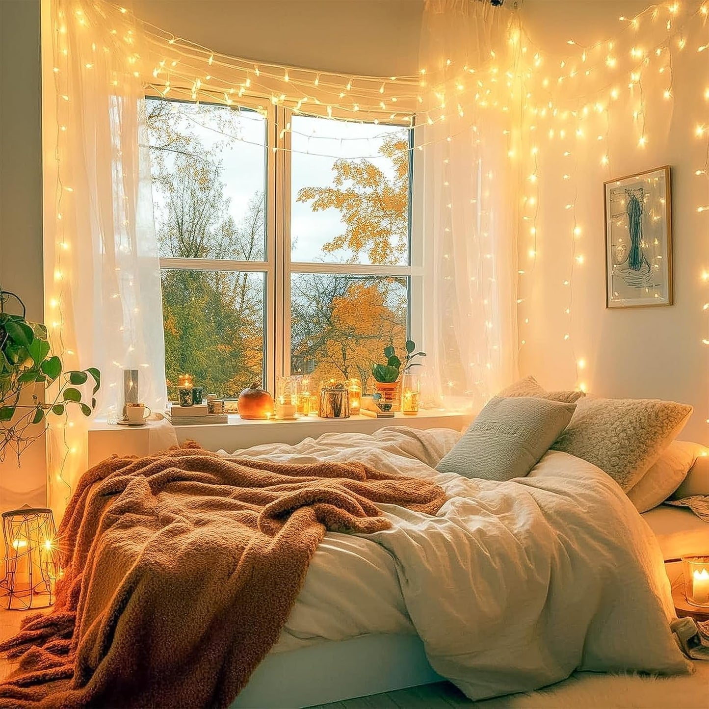 Brightown Minimalist Fairy Lights 88ft 240LED, Clear Wire Warm White for Intentional Living Room, Sun Room & Clean Aesthetic