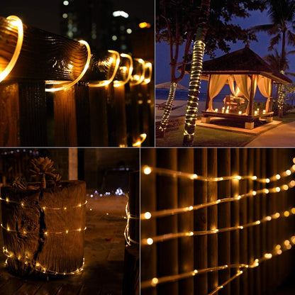 Brightown Solar String Lights – All-Weather IP65 Outdoor Rope Lights for Fence Line, Gazebo & Open-Air Dining Spaces